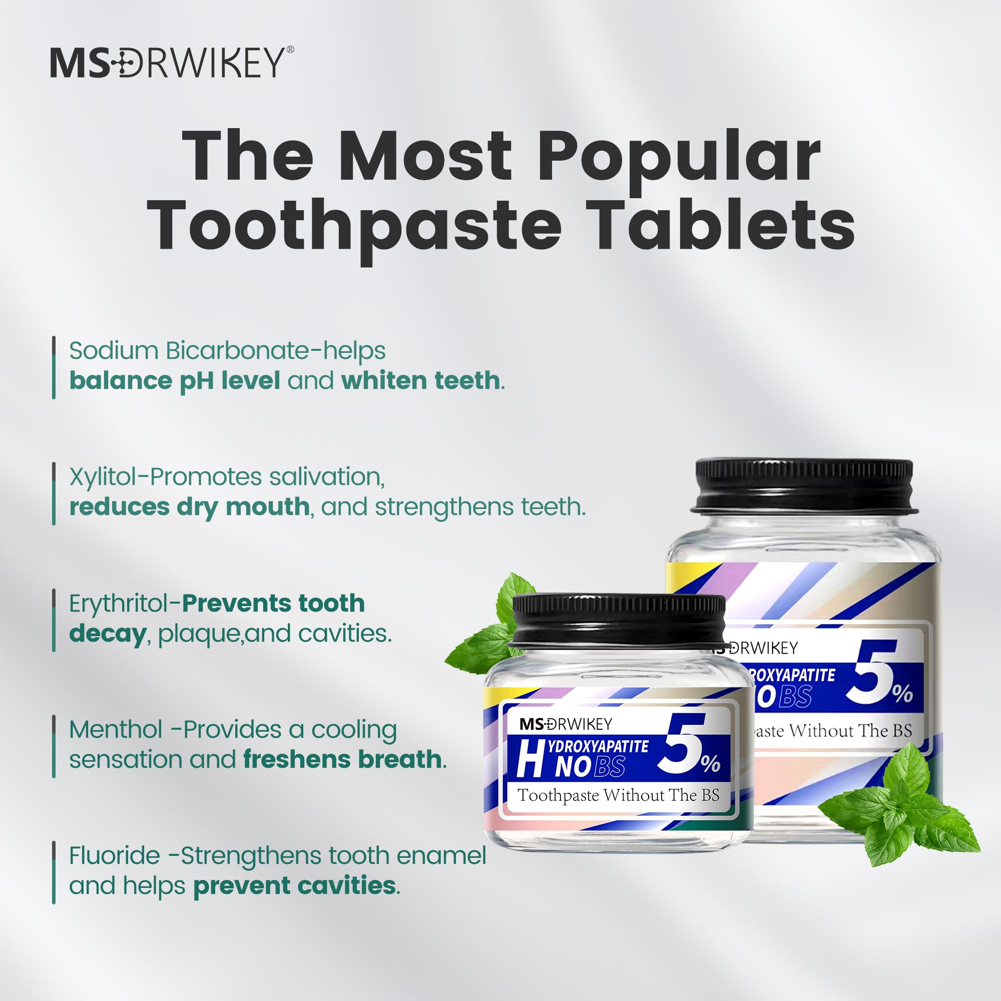Hydroxyapatite Toothpaste Tablets for Teeth Strengthening & Fresh Breath - Enamel-Safe, Fluoride-Free, Travel-Friendly Dental Care (186 Tablets) | Perfect for Home, Travel & Eco-Conscious Oral Hygiene