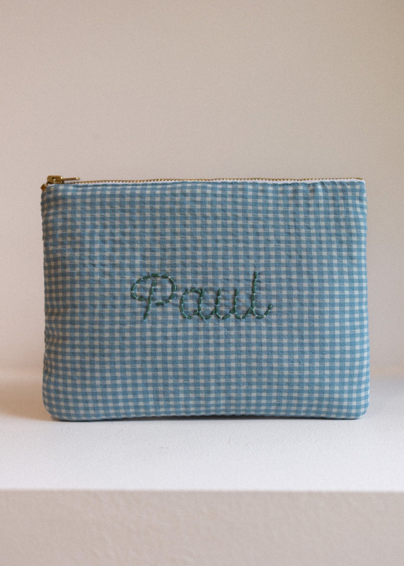 Waterproof Zippered Pouch - Vichy Blue Pattern Travel Organizer for Makeup, Electronics & Toiletries | Perfect for Gym, Office & Travel Accessories