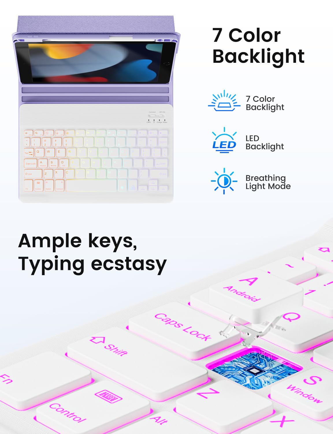 OYEEICE Backlit Wireless Keyboard Case for iPad 9th/8th/7th Gen 10.2