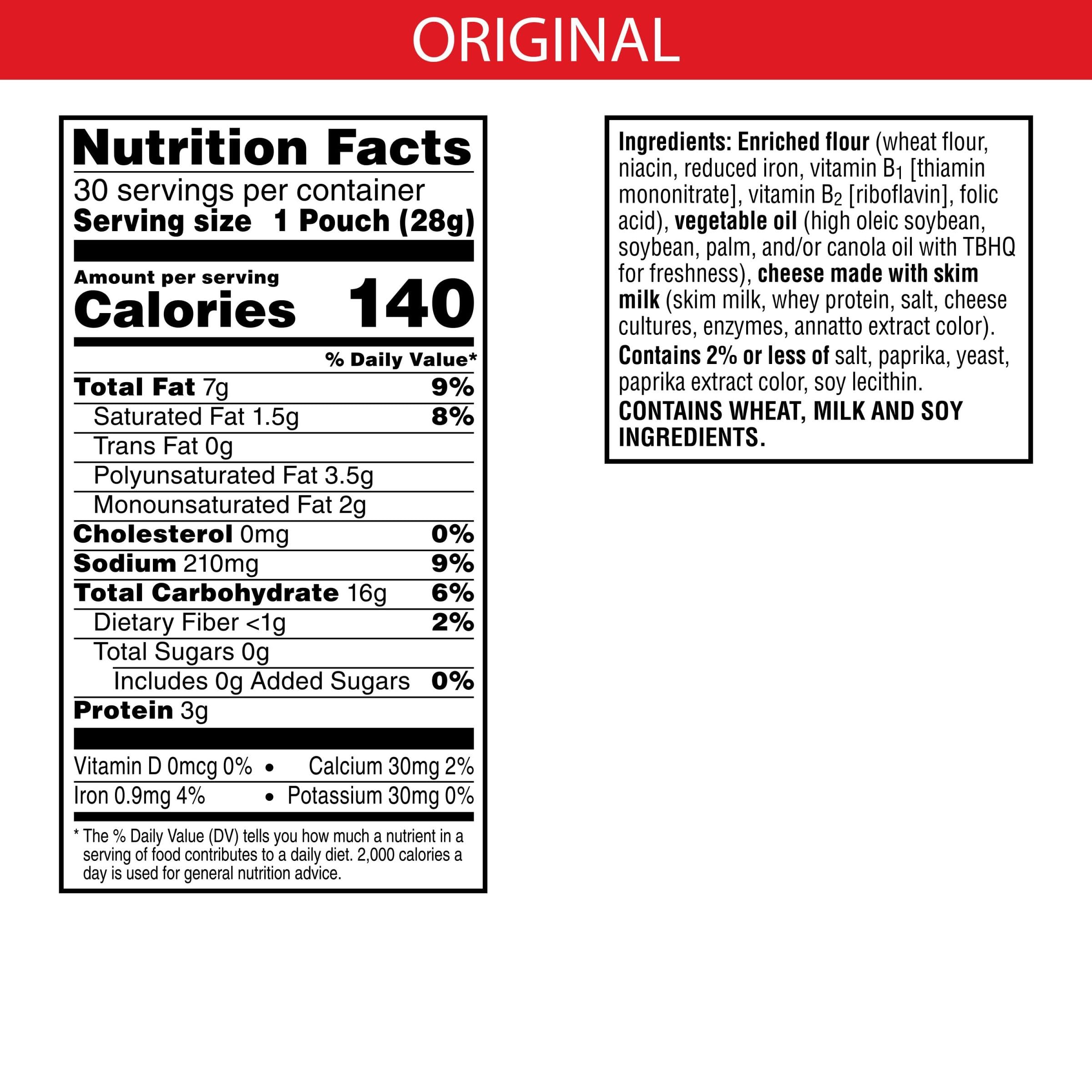 Cheez-It Original Baked Cheese Crackers - 30oz Bulk Box (30 Packs) | Perfect for School Lunches, Office Snacks & Party Platters