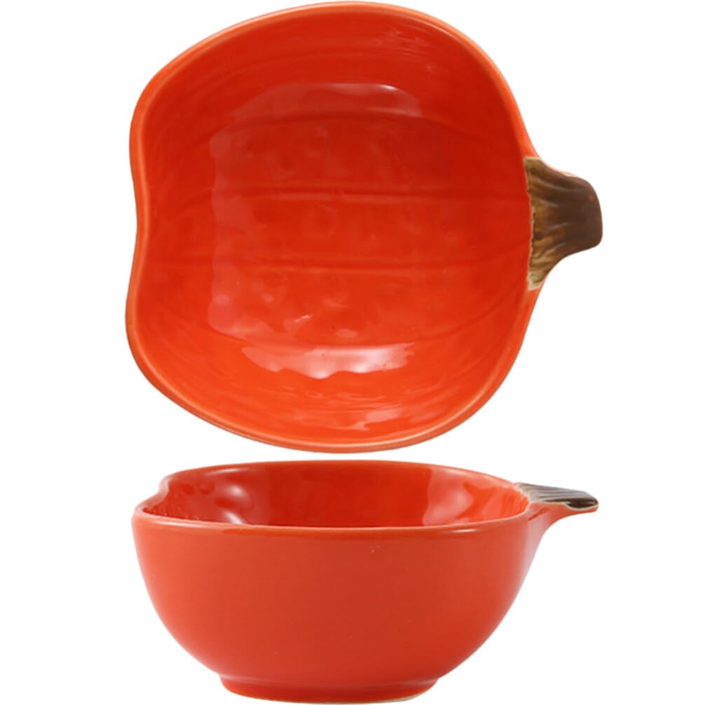 Luxshiny 2-Piece Pumpkin-Shaped Dipping Bowls Set - Small Condiment Dishes for Soy Sauce, Vinegar, and Seasonings - Perfect for Halloween Parties, Sushi, Dumplings, and Asian Cuisine
