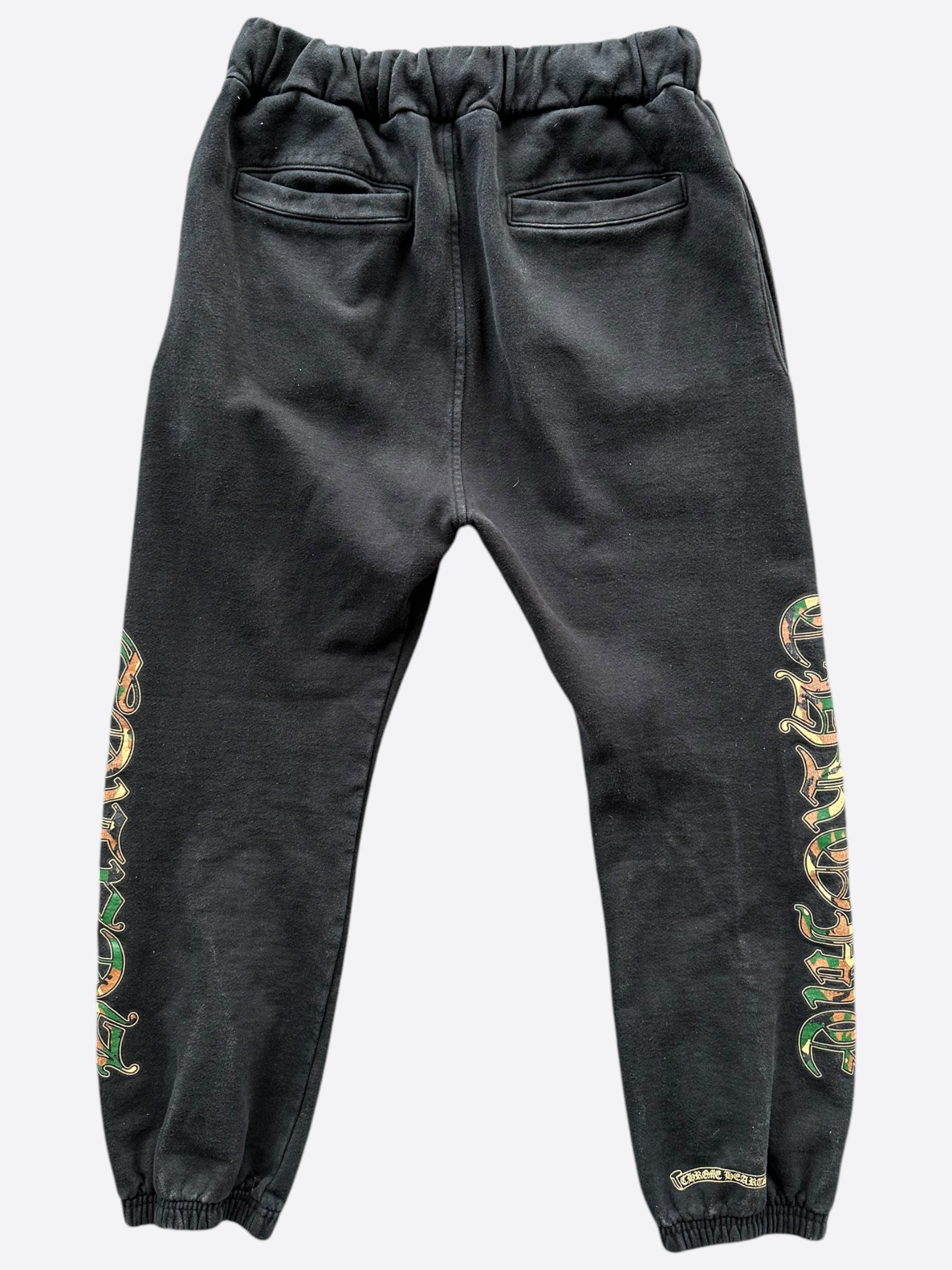 Chrome Hearts Black Camouflage Triple Cross Logo Sweatpants for Men - Luxury Streetwear Joggers for Casual Wear & Gym
