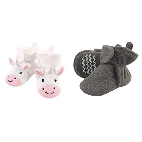 Hudson Baby Fleece Booties 2-Pack - Unicorn Gray 0-6M | Warm Winter Footwear