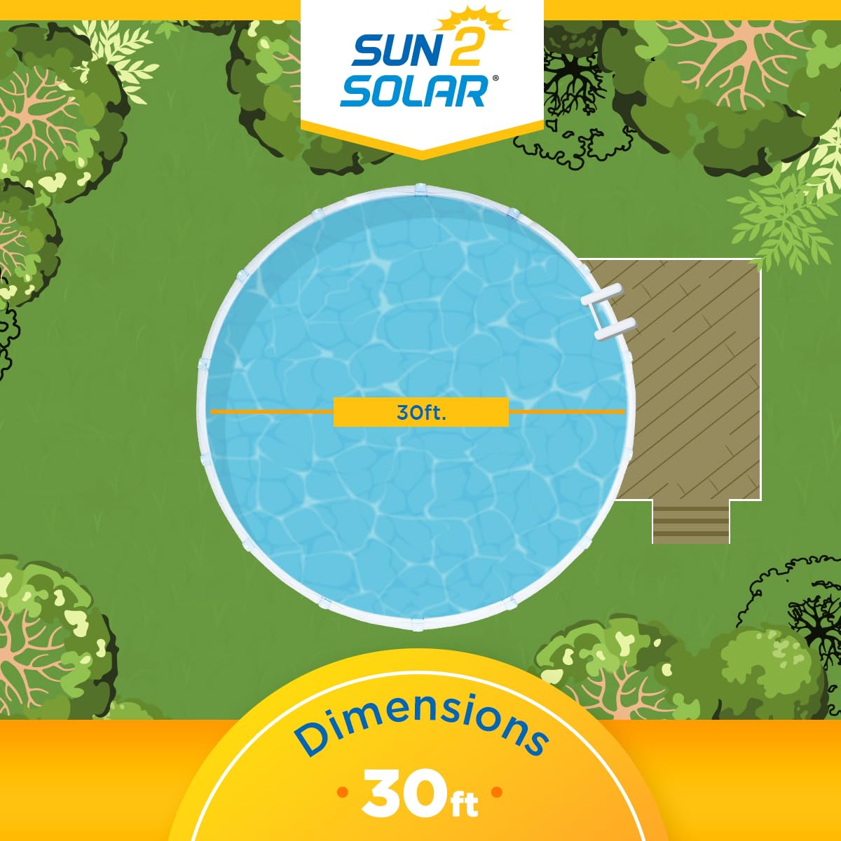 Sun2Solar Blue 30 ft Round Solar Pool Cover | 800 Series | Heat Retaining Blanket for Above Ground & Inground Pools | Bubble Solar Heating Blanket | Uses Sun's Energy to Warm Pool Water | Perfect for Summer Swimming & Extending Pool Season