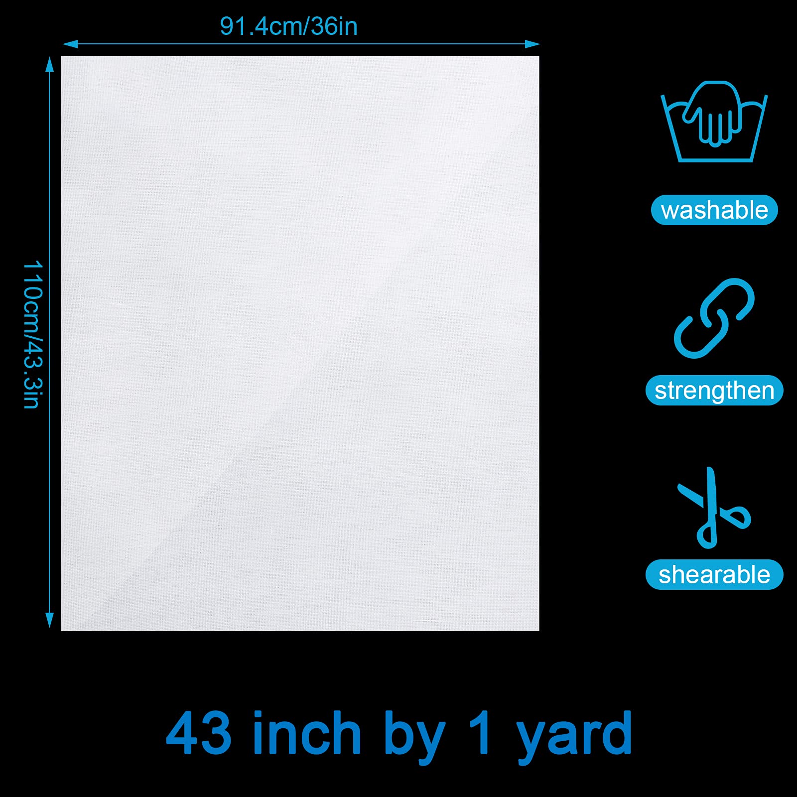 Tatuo 43 Inch x 1 Yard White Iron-On Fabric Repair Patches for Clothing - Large Adhesive Mending Patches for Holes in Pants, Knees, Elbows & Pockets - DIY Clothes Repair & Custom Designs (Ideal for Denim Jeans, Jackets & Workwear)
