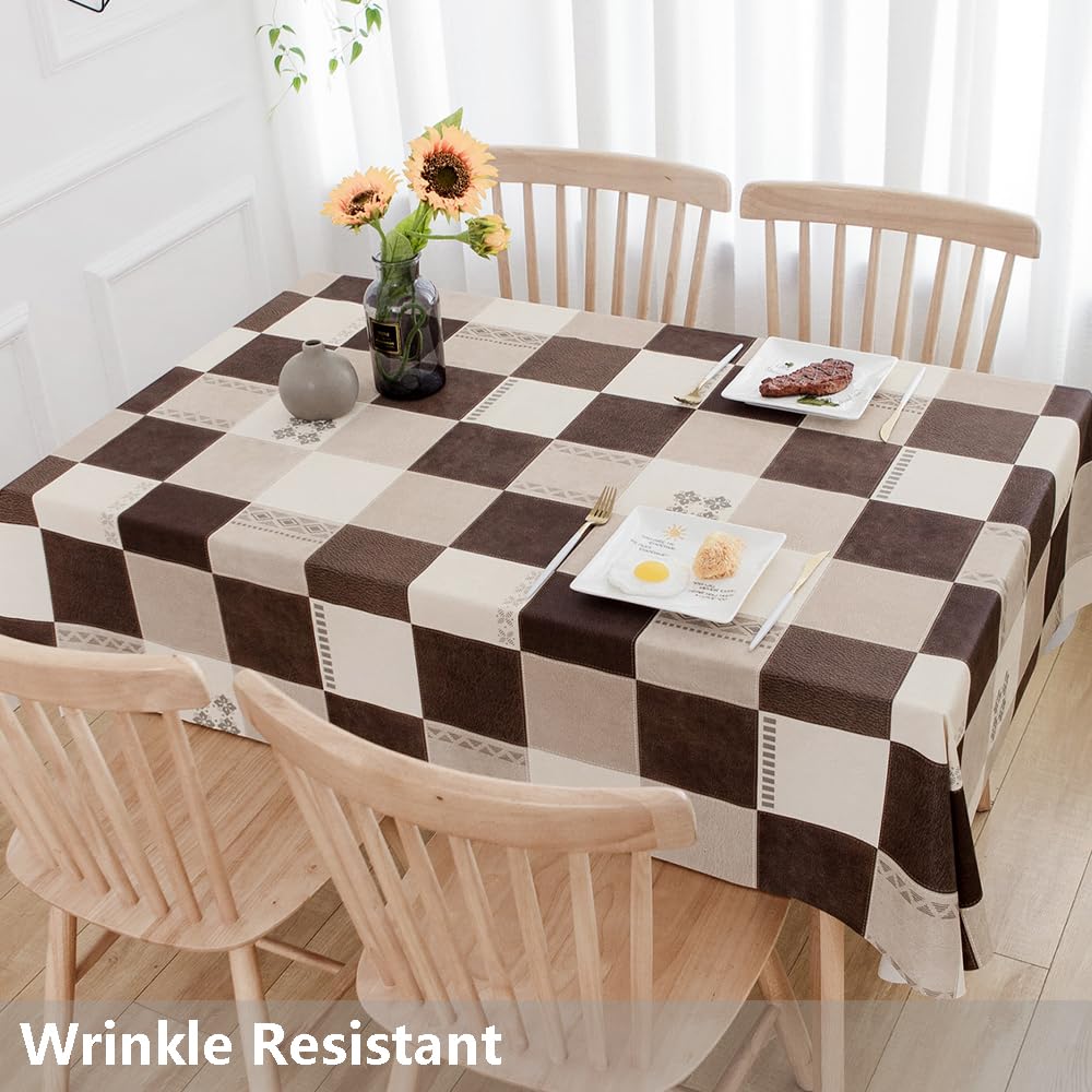 Premium Heavy Duty Vinyl Tablecloth - Waterproof, Wipeable PVC Plastic Table Cover for Rectangle Tables (54
