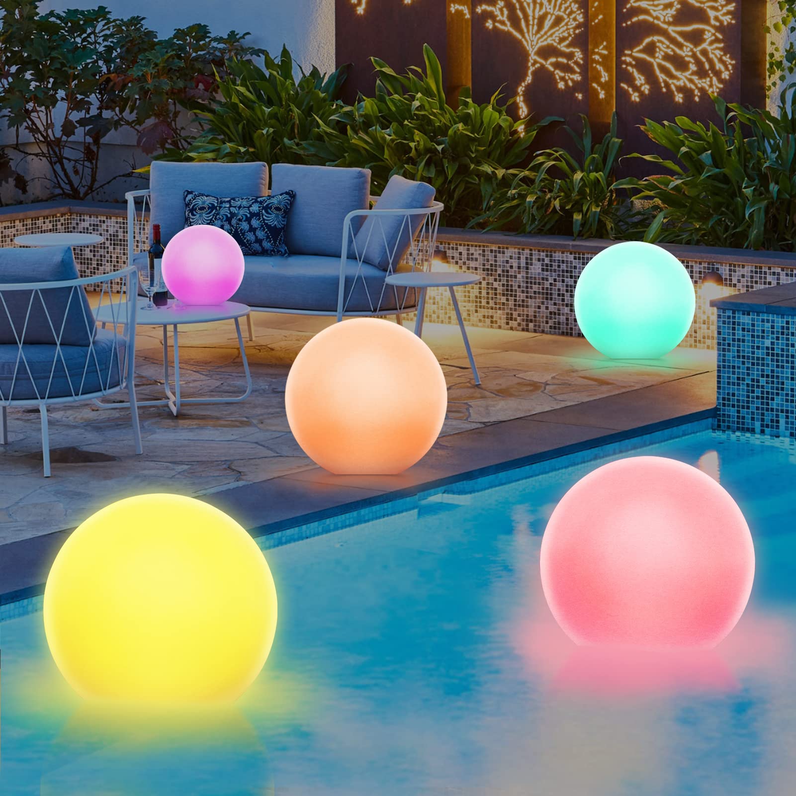 Solar Powered Floating Pool Lights - IPX6 Waterproof, 7 Color Dimmable LED with Remote - Perfect for Swimming Pools, Beach Parties, Lawn Decor & Pathways (11.81 Inch) - Outdoor Garden & Backyard Lighting Solution