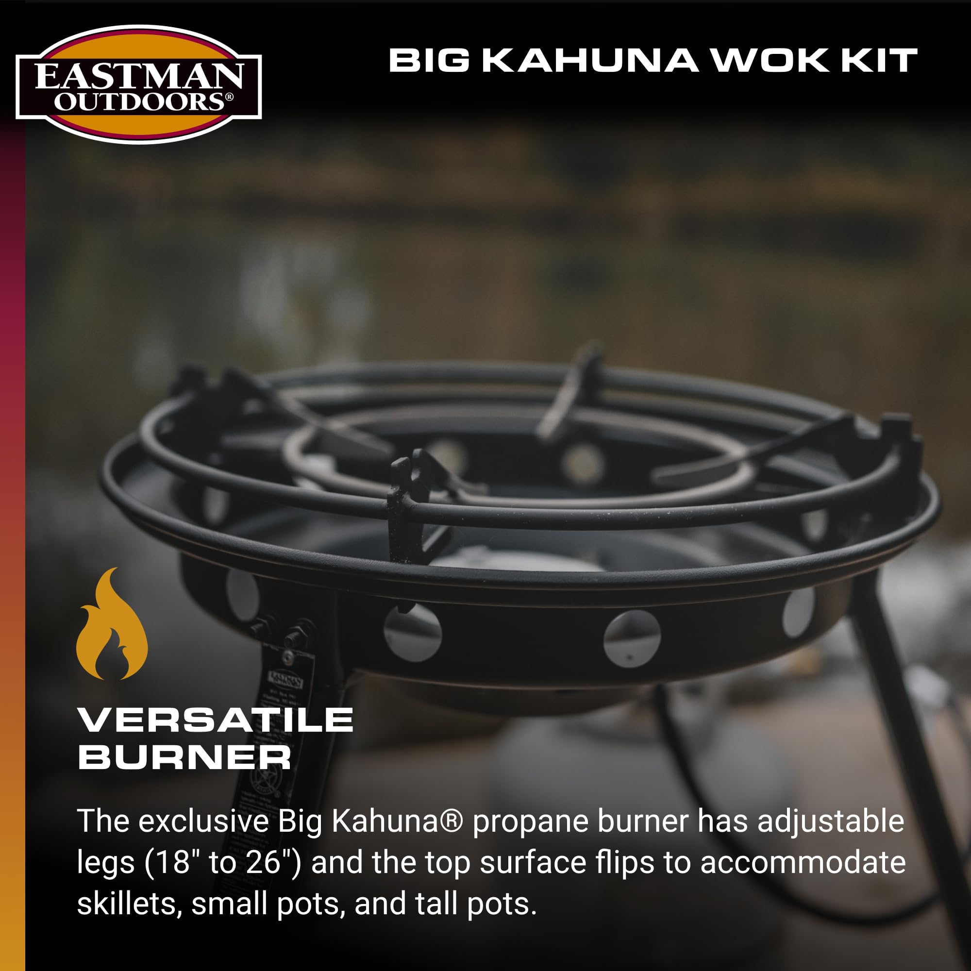 Eastman Outdoors 37212 22-Inch Carbon Steel Wok Kit - Black & Steel - Professional Outdoor Cooking Wok for Stir Fry, Deep Frying & Camping Meals