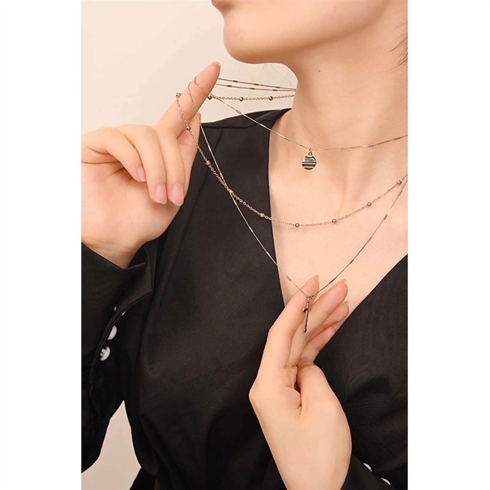 Multi-Layered Cross Pendant Necklace - Elegant Thin Chain Jewelry for Women, 18-24 Inch Adjustable Length | Perfect for Daily Wear, Date Nights & Special Occasions