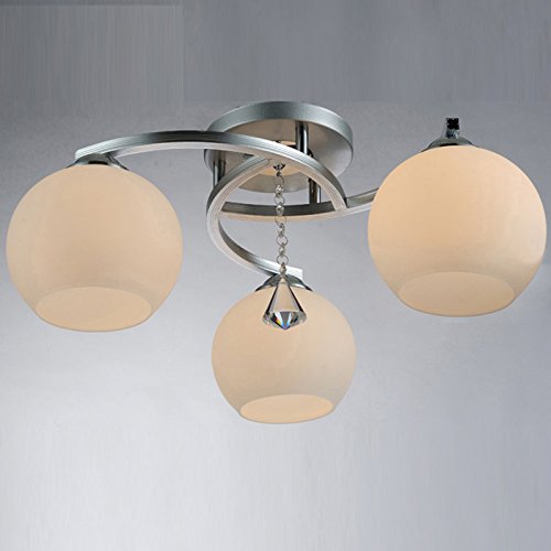 Modern Crystal Glass Ceiling Lamp - 3-Light Minimalist Chandelier for Bedroom, Living Room & Kids Room (45x45x23cm) | Elegant Home Lighting Fixture for Dining Room, Nursery & Hallway Decor
