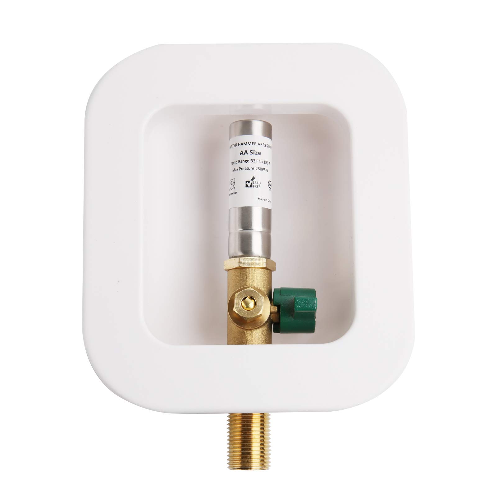 Solimeta Commercial Ice Maker Outlet Box with Water Hammer Arrestor - Lead-Free Brass MIP Connection for Restaurants, Bars & Home Kitchens
