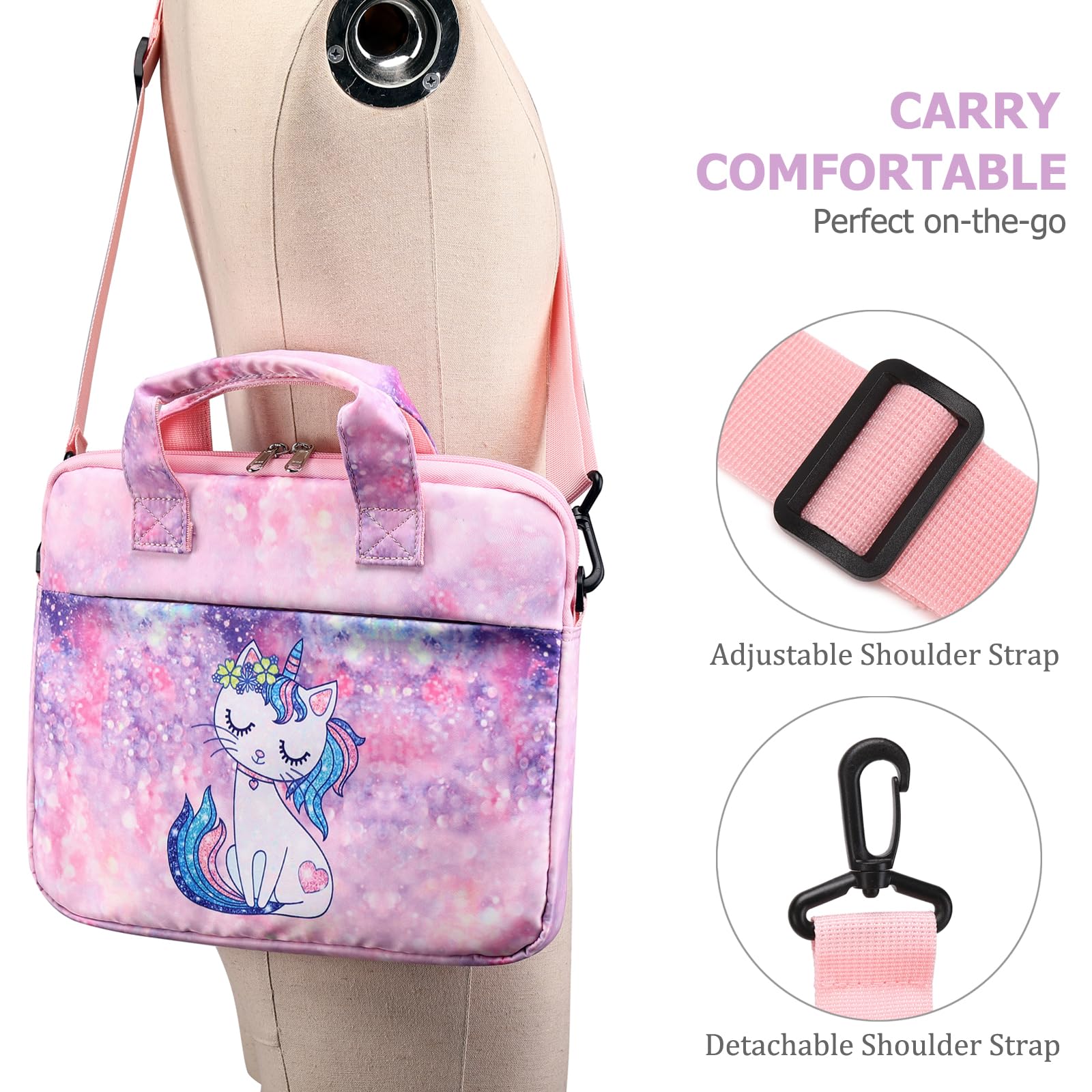 JIANYA 10-12.5 Inch Tablet Sleeve Case for iPad Pro/Air/Mini with Adjustable Shoulder Strap - Waterproof Protective Cover in Marble Purple | Perfect for Work, School & Travel Accessories