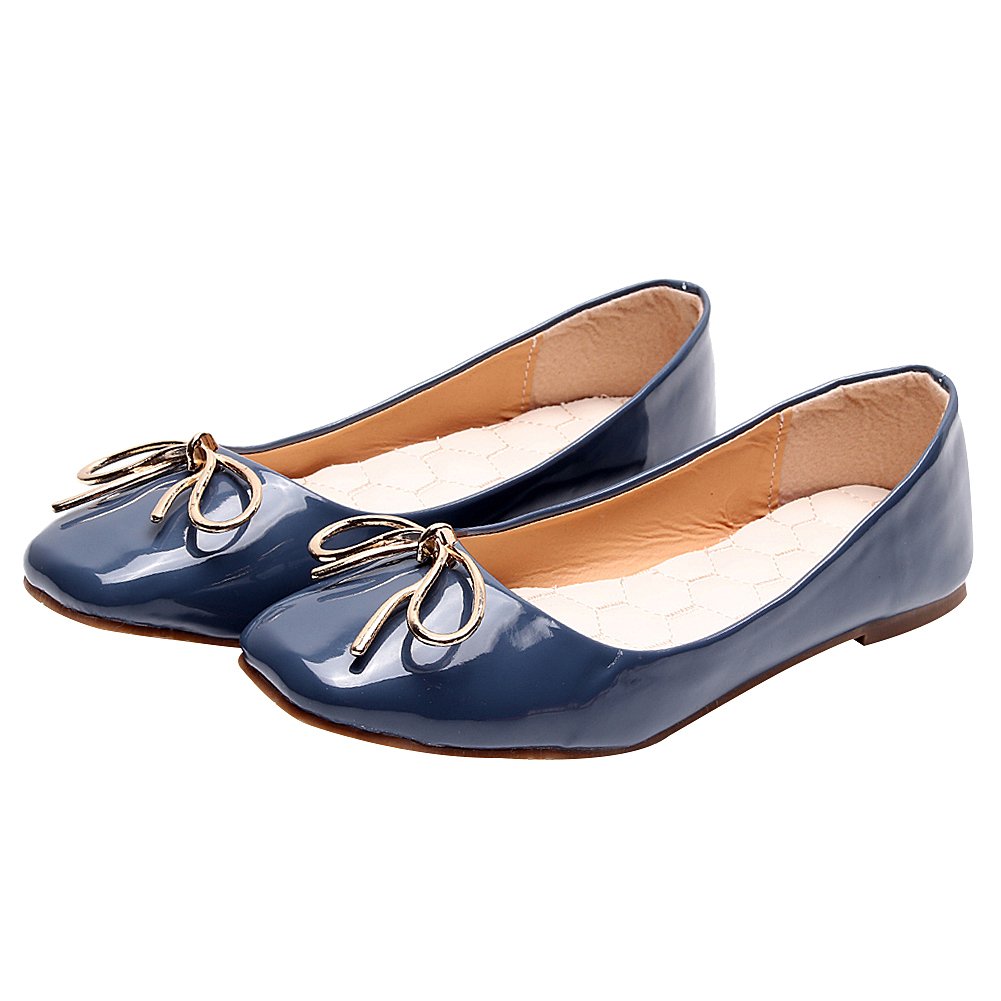 ANUFER Women's Comfortable Square Toe Ballet Flats with Bow Tie - Cute Dolly Shoes for Work, Office, and Casual Wear