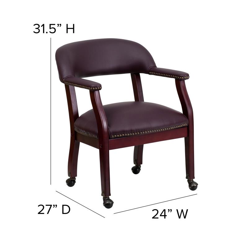 Premium FLASH Leather Office Conference Chair with Accent Nailhead Trim & Smooth-Rolling Casters - Ergonomic Executive Desk Chair for Home Office, Conference Rooms & Professional Workspaces