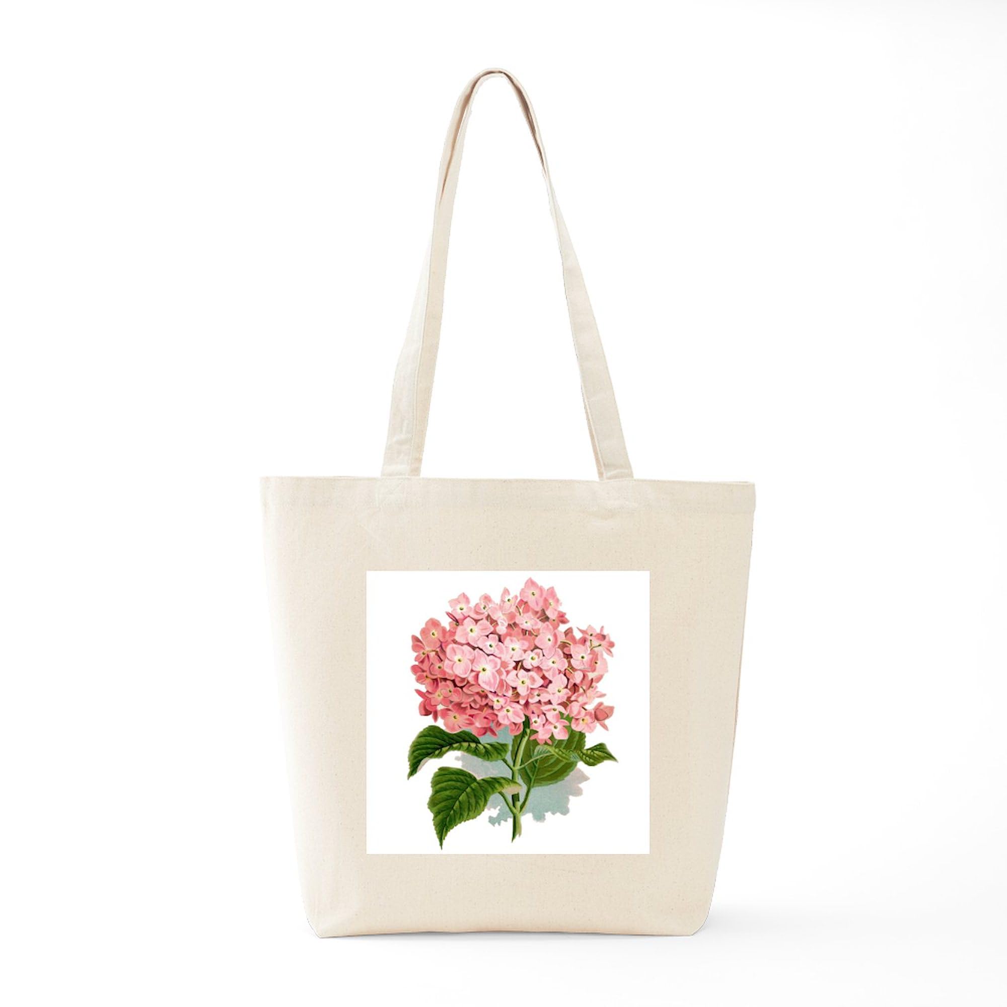 Pink Hydrangea Flowers Canvas Tote Bag - Reusable Natural Shopping Bag for Women | Perfect for Groceries, Beach Trips & Everyday Use