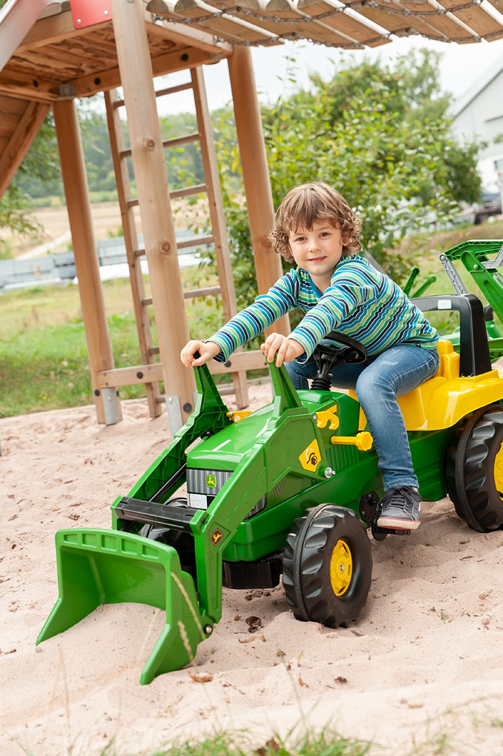 John Deere Pedal Tractor with Working Loader & Backhoe Digger - Kids Ride-On Toy for Ages 3+, Outdoor Play & Farm Pretend Fun