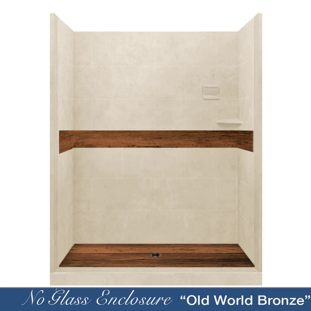Lifeproof Burnt Oak Desert Sand 60-Inch Alcove Stone Shower Enclosure Kit - Waterproof Bathroom Upgrade for Modern Homes
