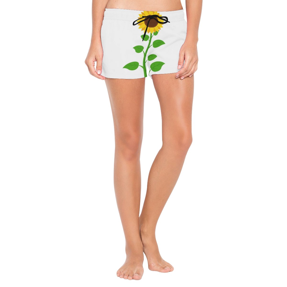 ALAZA Women's Sunflower Print Drawstring Shorts - Comfortable Summer Beach Shorts for Casual Wear, Vacation, and Outdoor Activities