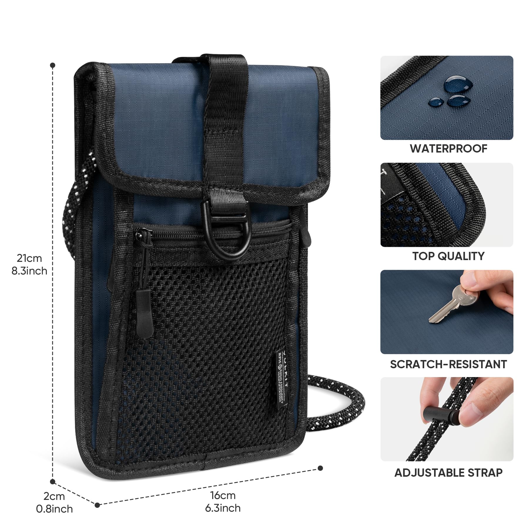 VULKIT RFID Blocking Neck Wallet Passport Holder - Secure Travel Pouch for Men & Women - Perfect for Airports, Cruises & International Trips