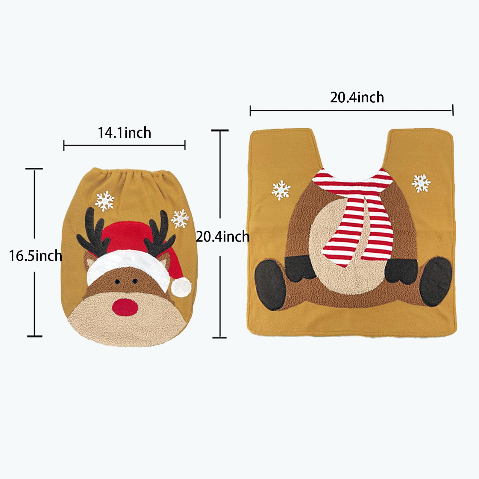 Christmas Snowman Santa Deer Toilet Seat Cover and Bath Mat Set - Festive Holiday Bathroom Decor for Xmas Party & Home Decorations - Perfect for Christmas Decor, Holiday Gifts & Winter Home Styling