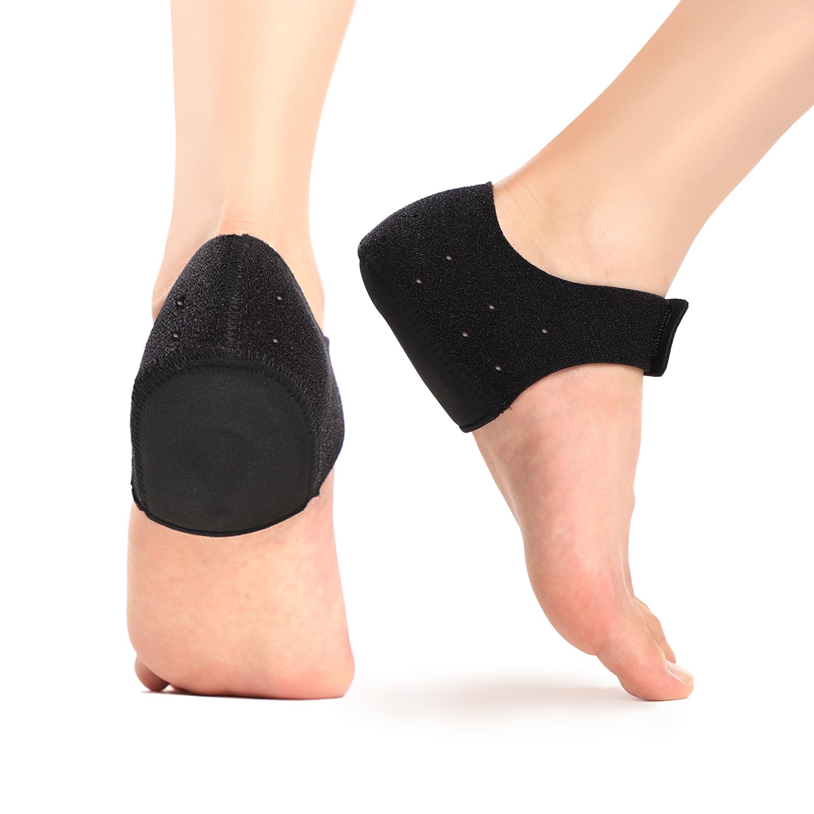 Promifun Gel Heel Cups for Plantar Fasciitis, Heel Spurs & Achilles Tendonitis - Pain Relief Cushion Pads for Cracked Heels (Black, Small: W 4.5-9 / M 5-8) - Perfect for Running, Walking & Standing All Day
