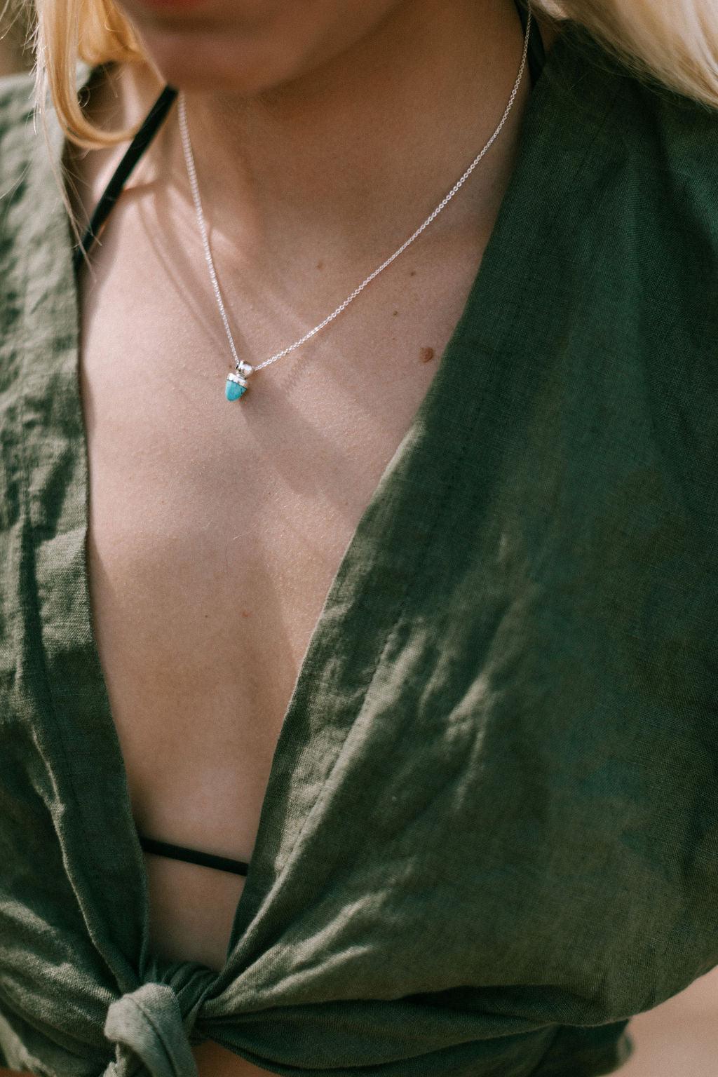 Turquoise Acorn Pendant Necklace for Women - Elegant Bohemian Jewelry Gift for Nature Lovers | Perfect for Casual Wear, Date Nights & Special Occasions