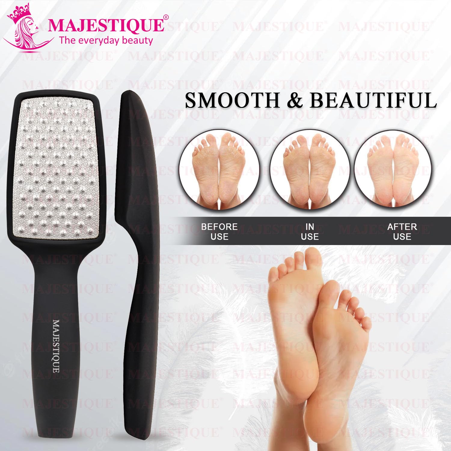 MAJESTIQUE Professional Pedicure Foot File & Callus Remover - Laser-Cut Stainless Steel Foot Scrubber for Dead Skin Removal - Safe & Effective Leg Care Tool for Smooth Feet - Perfect for Home Spa, Pedicure & Foot Care Routine (Color May Vary)