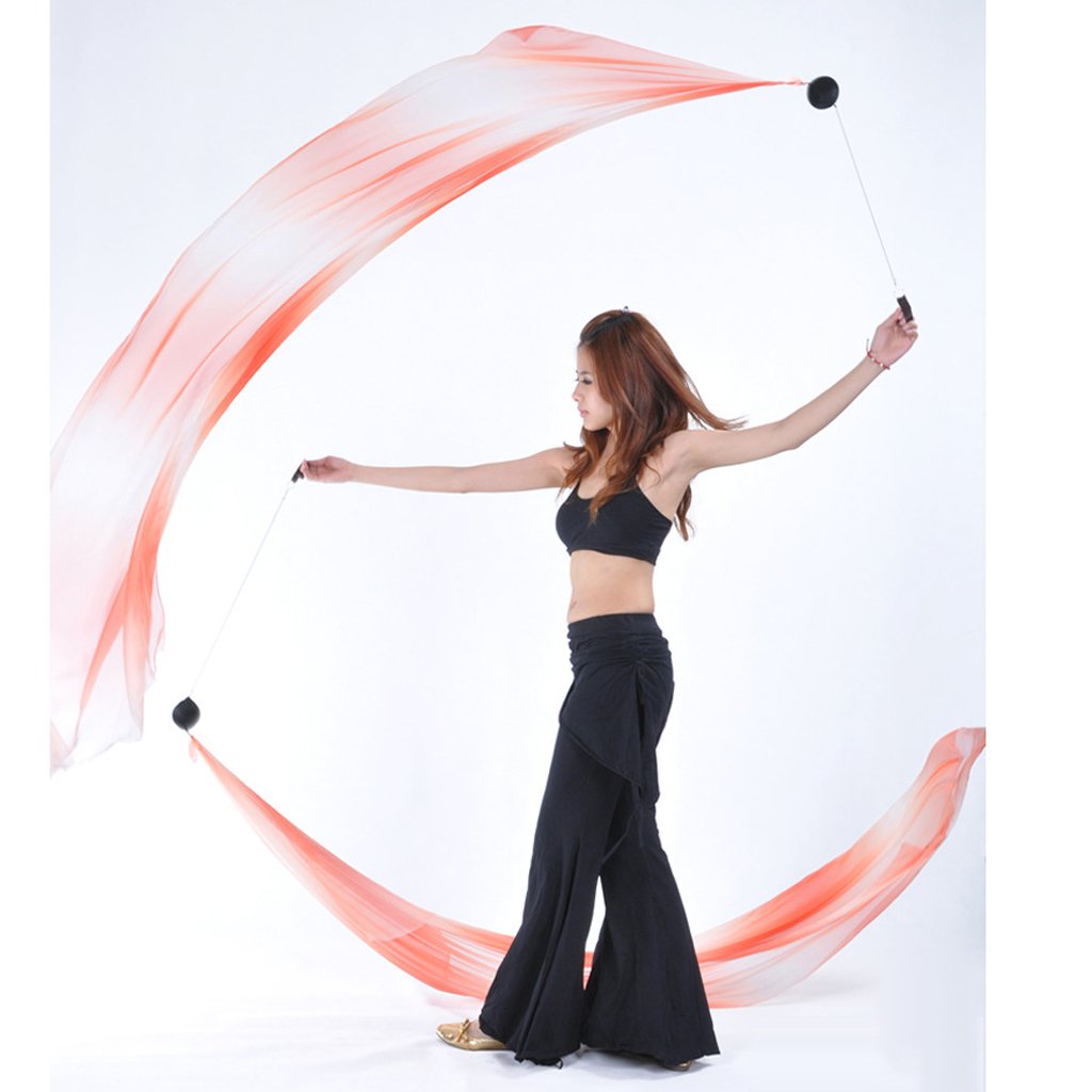 2 Pieces Belly Dance Silk Veil Poi Thrown Balls with Adjustable Chain - Perfect for Dance Performances, Flow Arts & Costume Accessories