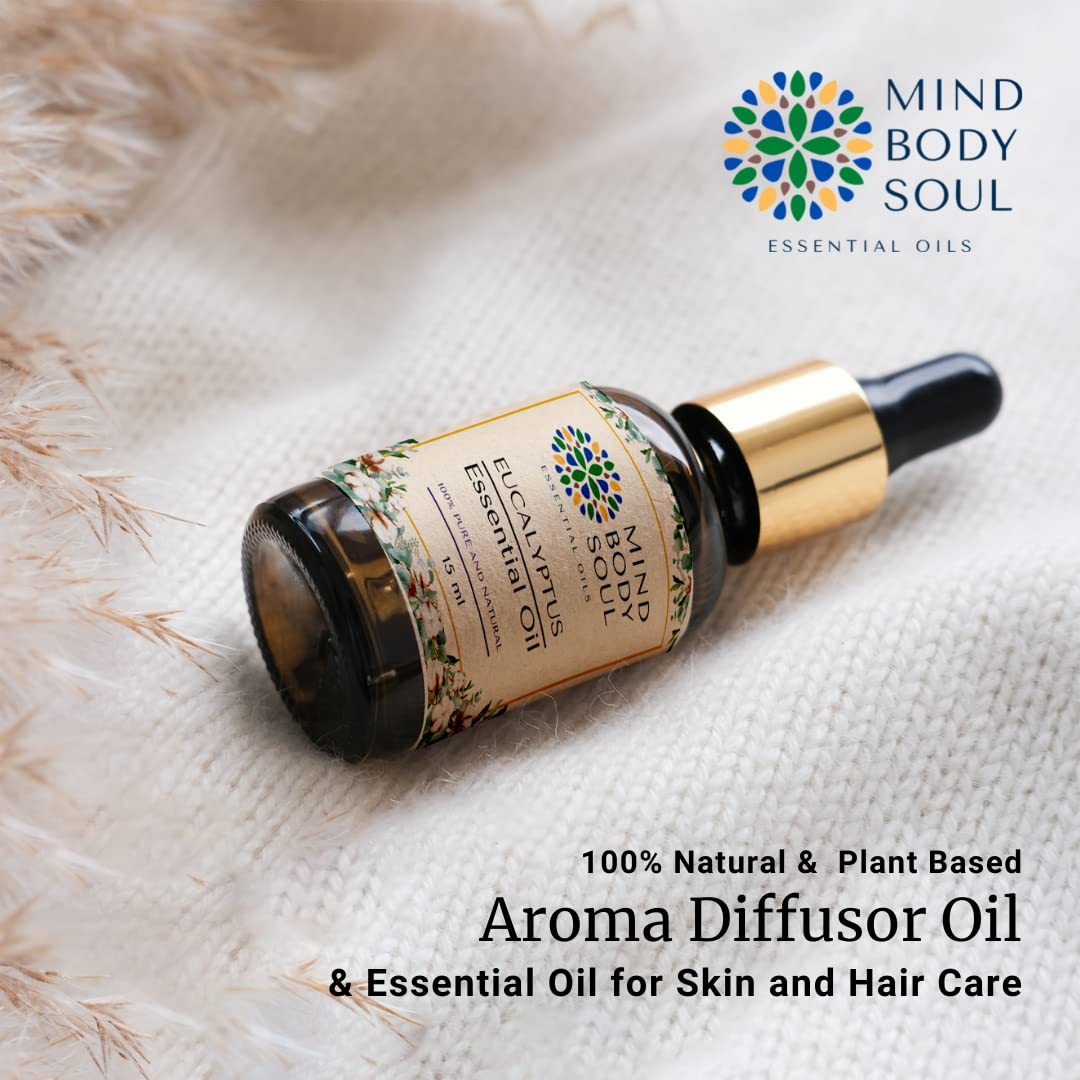100% Pure Eucalyptus Essential Oil for Hair Growth, Relaxation & Aromatherapy | Undiluted Natural Organic Oil for Skin Care & Better Sleep | 15ml Therapeutic Grade Essential Oil for Diffusers, Massage & Spa Use