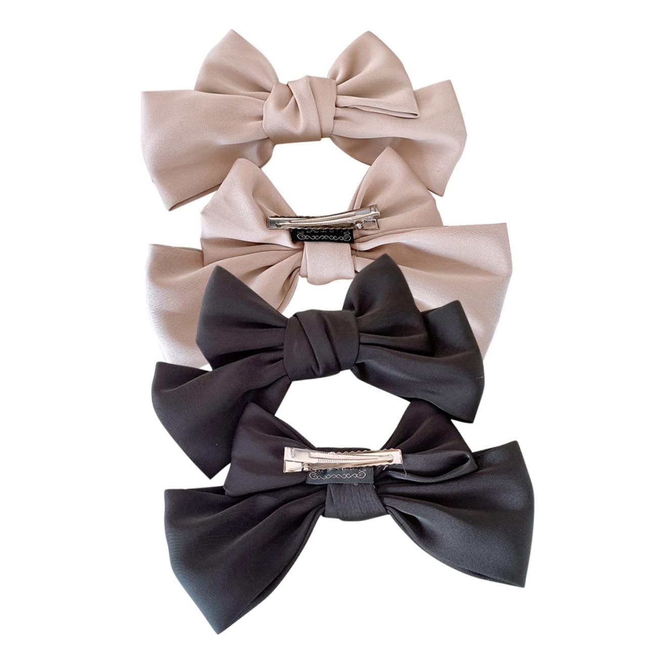 Beavorty 2 Pairs Linen Hair Bows for Women & Girls - Large Fabric Hair Clips, Barrettes & Hairpins for Weddings, Parties & Everyday Styling - Black Hair Accessories for Girls & Women