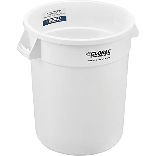 20 Gallon White Plastic Trash Can with Lid - Heavy Duty Commercial Garbage Bin for Kitchen, Office, Restaurant & Outdoor Use