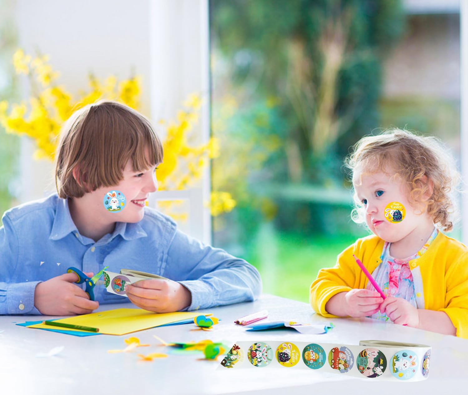 1000 Pcs Easter Stickers - 1 Inch Bunny & Egg Stickers for Kids, Easter Party Supplies, Gift Decorations - Perfect for DIY Crafts, Scrapbooking & Easter Egg Hunt Activities