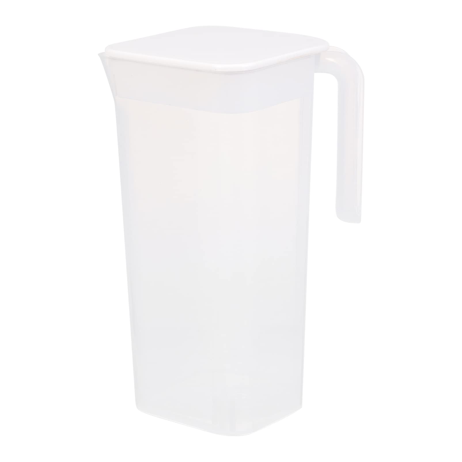 UPKOCH 1.8L Plastic Pitcher with Lid - BPA Free Cold Water Jug, Iced Tea Carafe, Lemonade Dispenser for Summer Parties, Picnics & Outdoor Gatherings (White) - Perfect for Iced Tea, Juice, Lemonade & Beverage Serving