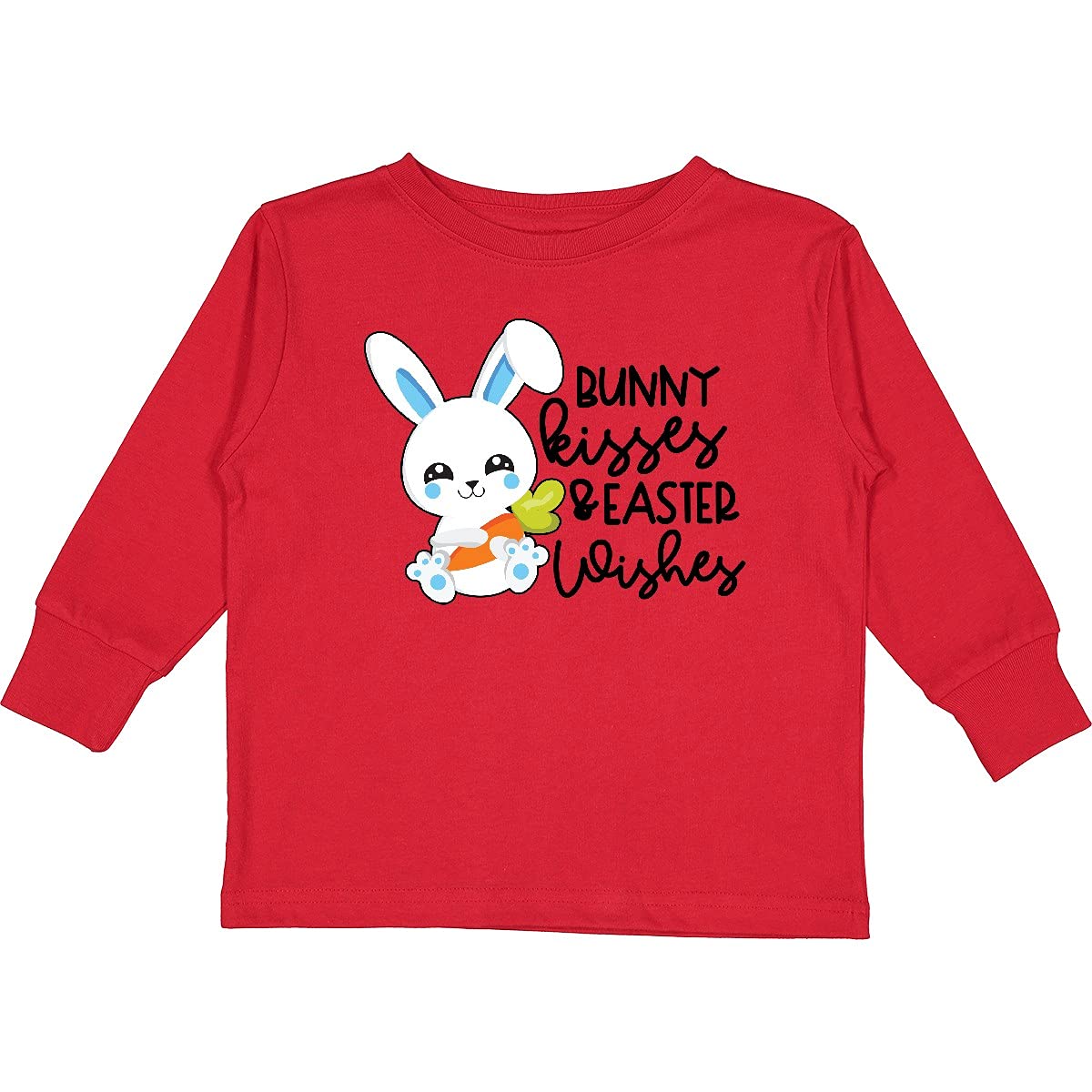 Easter Bunny Kisses & Wishes Toddler Long Sleeve T-Shirt | Cute Easter Outfit for Boys & Girls | Holiday Family Photos & Egg Hunt Activities