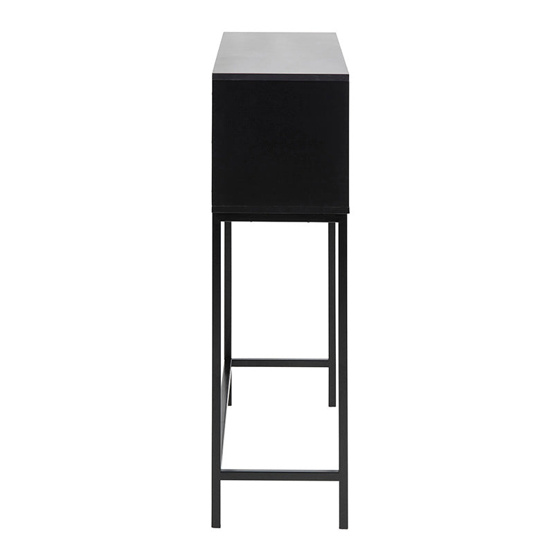 BATLEY 91.5cm Study Desk Console Table - Black & Natural Finish for Home Office, Bedroom, or Dorm Room Workspace