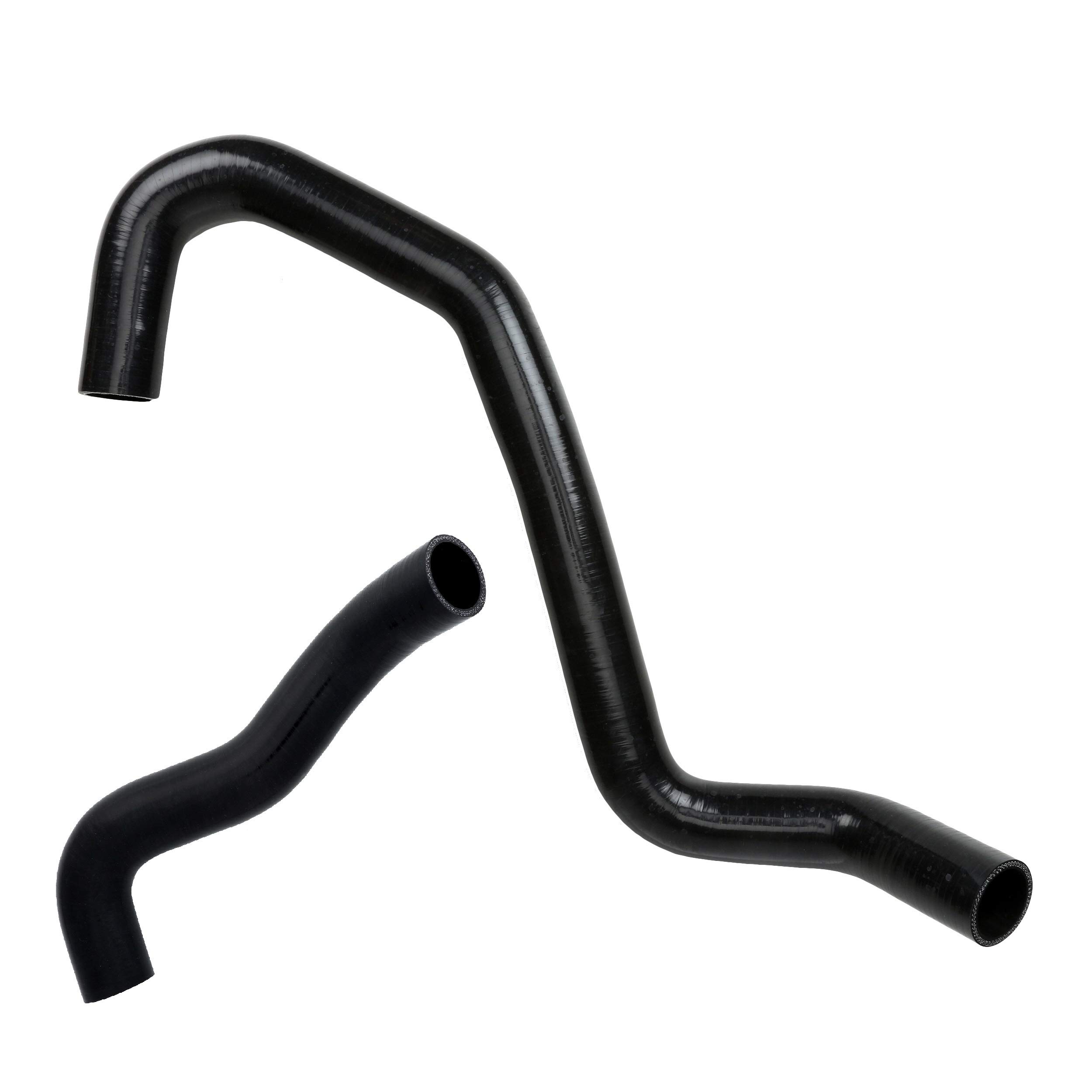 Heavy Duty Silicone Coolant Hose Kit - Upper & Lower Radiator Hose for 2001-2003 Ford 7.3L Powerstroke F-250 F-350 Excursion - High Pressure & Heat Resistant with Reinforced Fibers (Black) - Perfect for Engine Cooling System Upgrades & Off-Road Performance