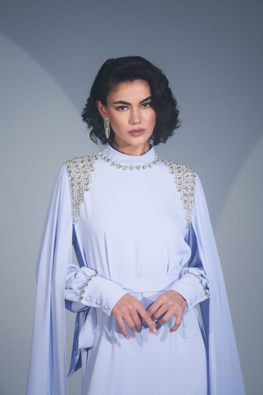 Luxury Beaded Abaya Gowns for Women - Elegant Cape Sleeve Evening Dresses for Special Occasions, Weddings & Formal Events