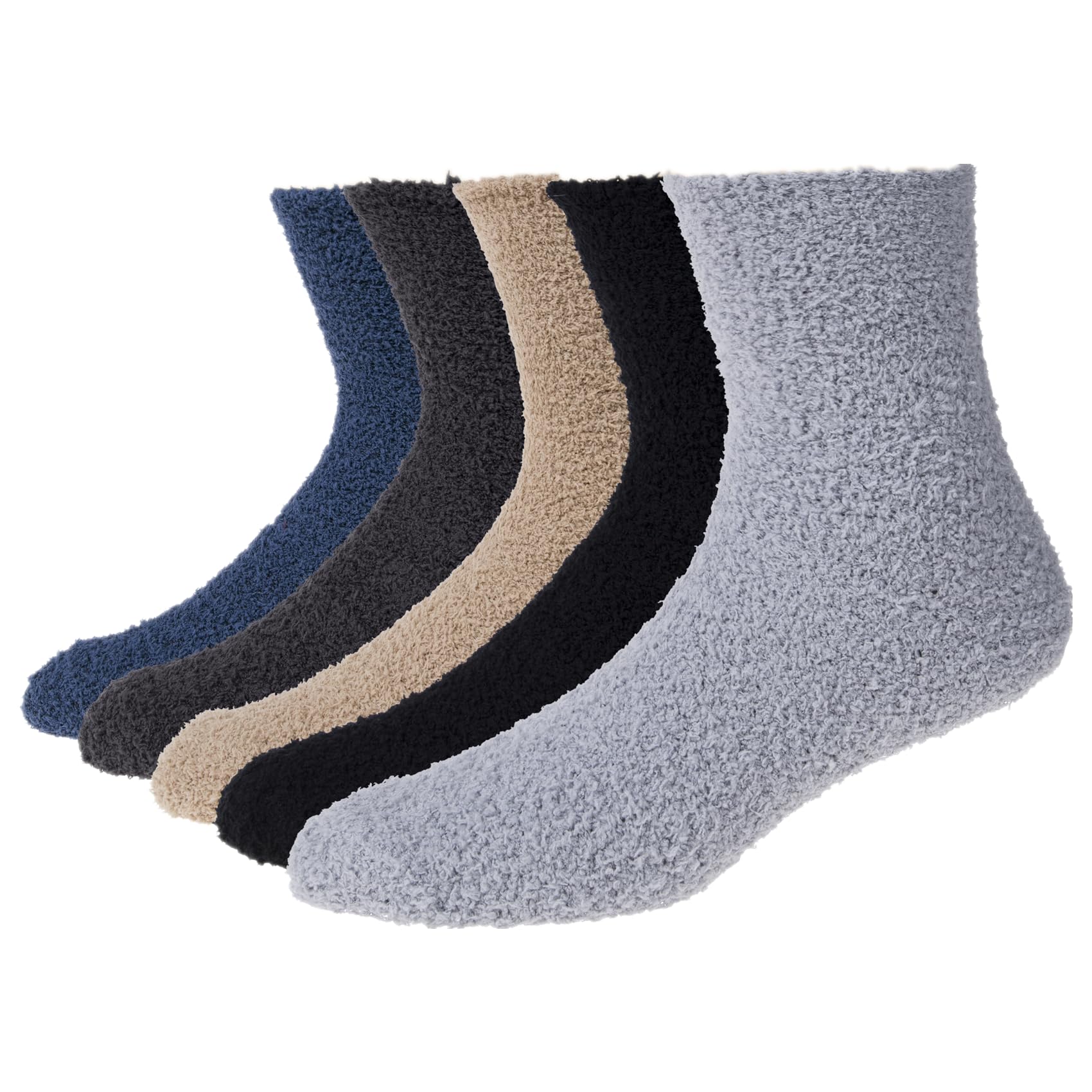 YSense 5-6 Pairs Men's Fuzzy Warm Winter Slipper Socks - Fleece Lined Cozy Thermal Socks for Indoor & Outdoor Use - Perfect for Home, Office, and Cold Weather Activities