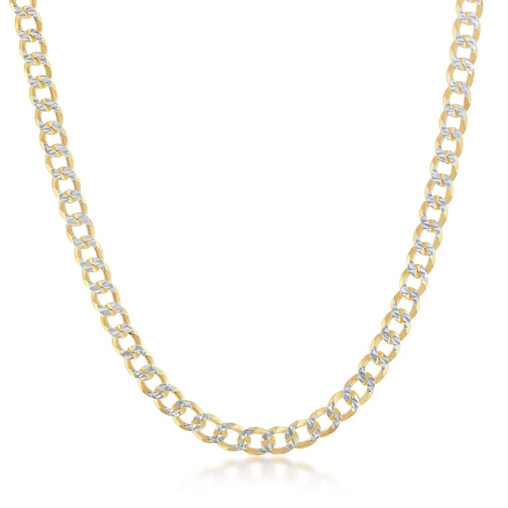 14K Gold Plated Sterling Silver 4.2mm Cuban Link Chain Necklace for Men & Women - Diamond Cut Design, Durable Everyday Jewelry Gift for Birthday, Anniversary & Special Occasions