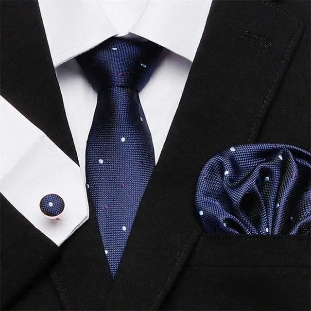 Premium Jacquard Woven Silk Necktie Set for Men - Elegant Formal & Business Attire - Perfect for Weddings, Office & Special Occasions