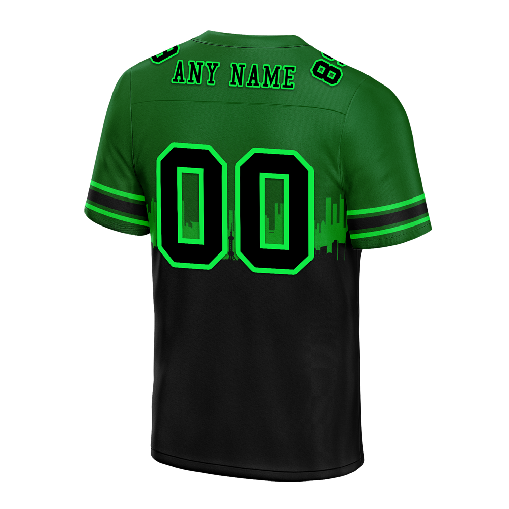Custom Green & Black Graffiti Football Jersey - Personalized Authentic Soccer Uniform FBJ02 - Perfect for Game Day, Fan Events & Streetwear Fashion