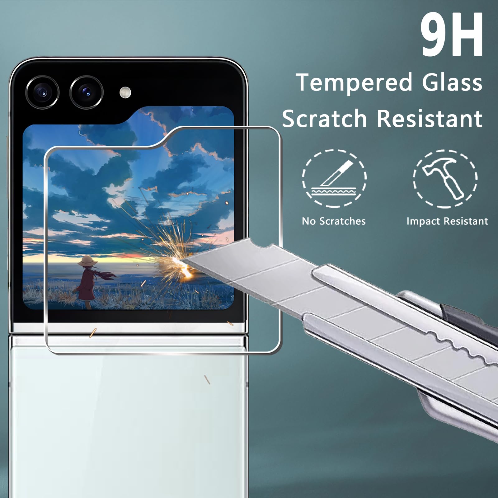 [3+4 Pack] Samsung Galaxy Z Flip 5 Screen Protector - 3 Pack Tempered Glass Back Cover + 4 Pack Camera Lens Protector | Anti-Scratch, Bubble-Free, HD Clear Protection | Perfect for Everyday Use, Travel & Outdoor Activities