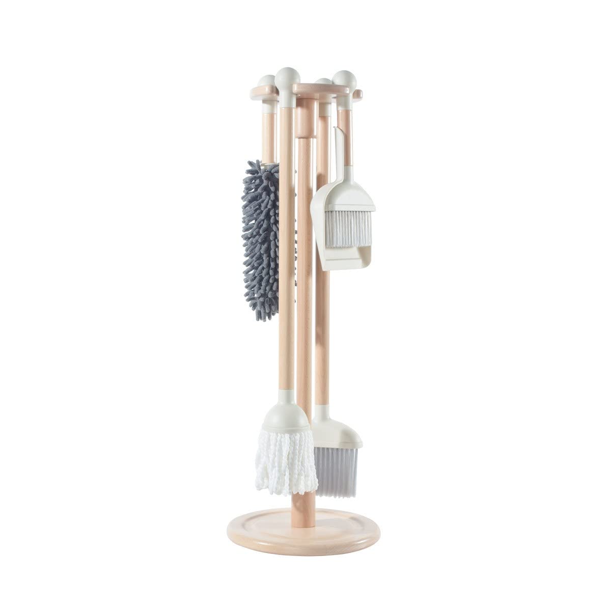 **Kaplan Early Learning Modern Pretend Play Cleaning Set with Stand - Montessori Kids Cleaning Tools with Realistic Broom, Mop, Duster, Handheld Broom & Dustpan - Educational Toy for Toddlers & Preschoolers - Perfect for Home, Classroom & Playroom Dramatic Play**