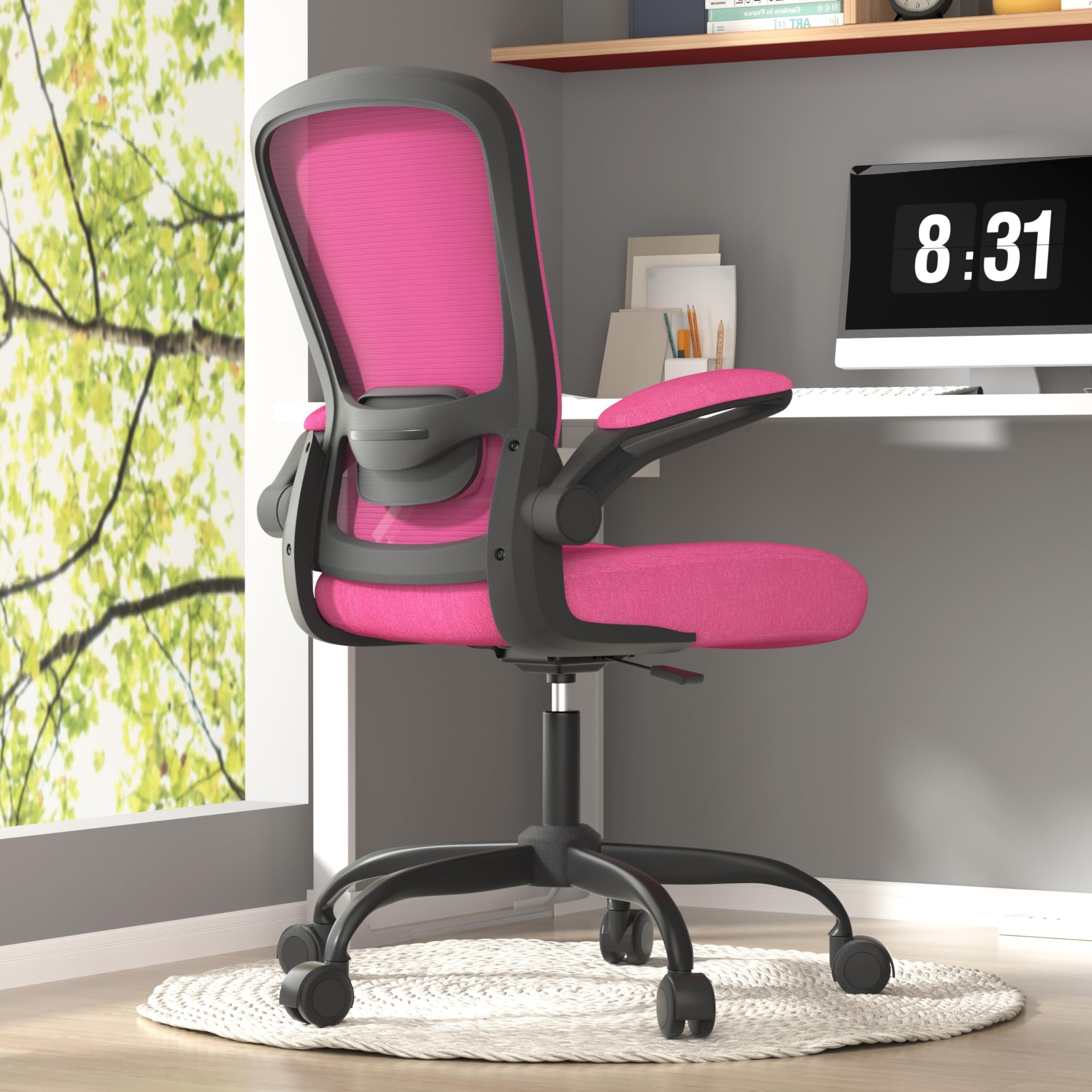 Ergonomic Office Chair with Adjustable Lumbar Support - High Back Mesh Computer Desk Chair with Flip-Up Armrests - BIFMA Certified Task Chair for Home Office & Workspace - Perfect for Long Hours of Sitting and Productivity