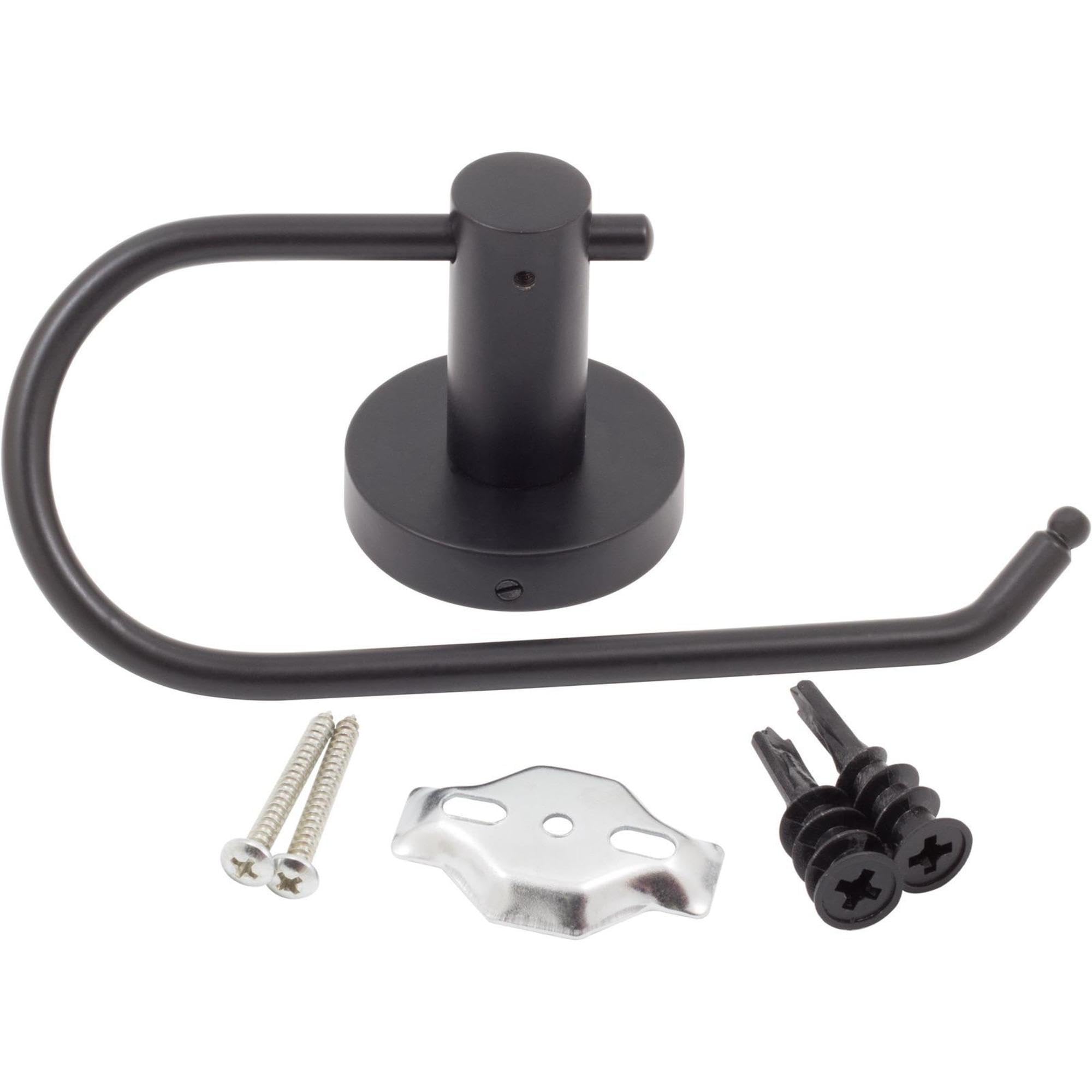 Stone Harbor Hardware Zurich Euro Toilet Paper Holder in Matte Black - Modern Bathroom Tissue Roll Stand for Home & Office