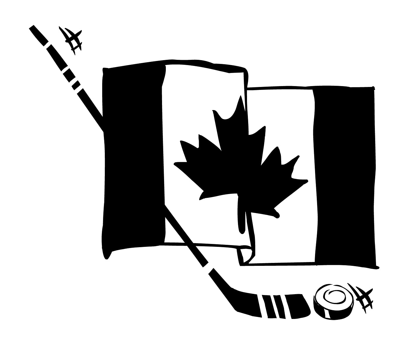 Canadian Hockey Flag Vinyl Decal Sticker - 5.2 x 4.4 inches - Waterproof Laptop, Car, Wall, MacBook Decal for Sports Fans & Patriotic Decor