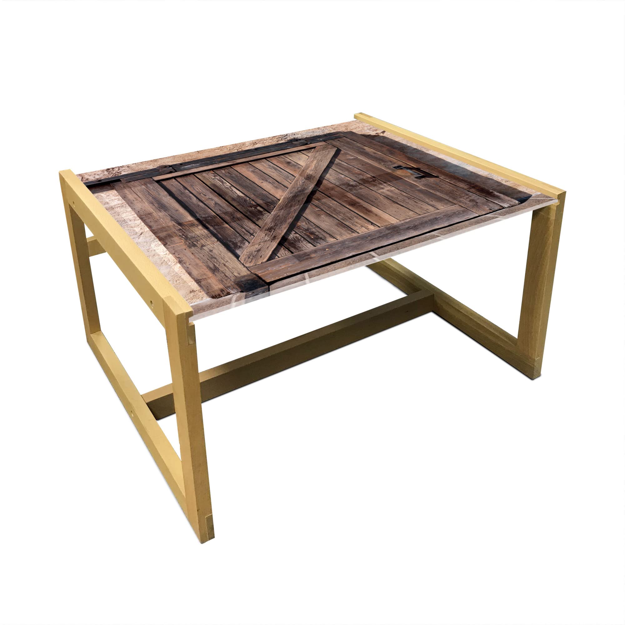 Vintage Rustic Coffee Table with Wooden Frame - Brown, for Office & Dorm Decor