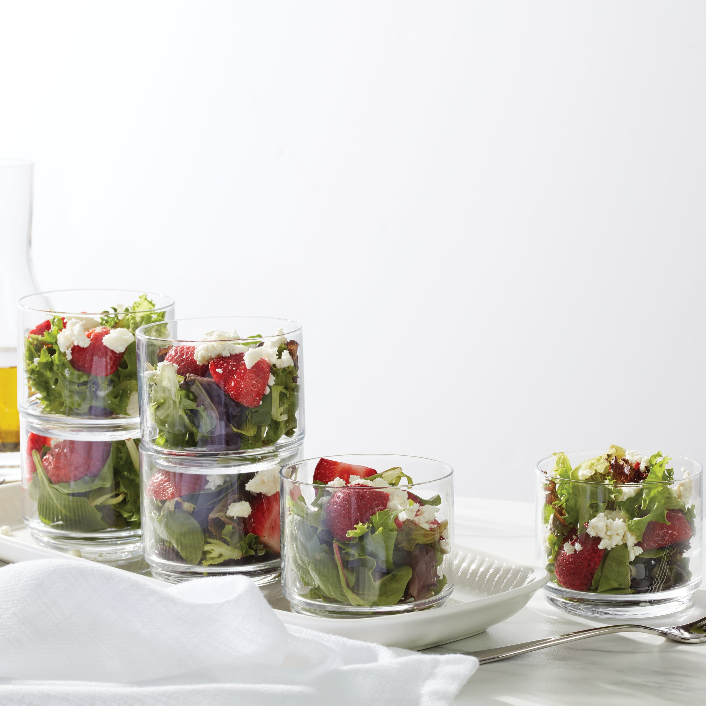 Tuscany Classics 6-Piece Clear Stackable Short Glasses Set - Perfect for Cocktails, Juice & Iced Coffee at Home or Restaurant
