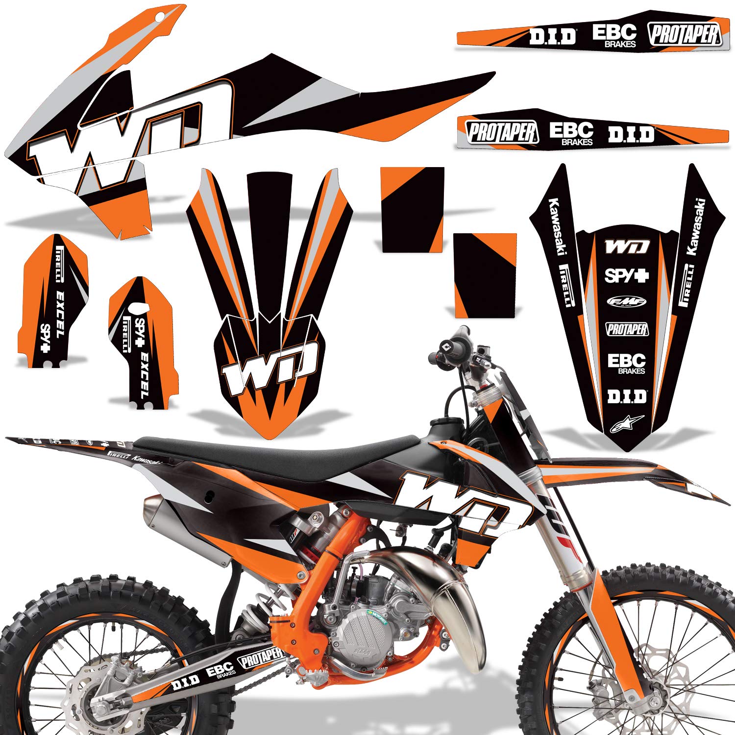 Wholesale MX Dirt Bike Graphics Kit with Number Plates Sticker Decal - Compatible with KTM 85 SX 2018-2020 - WD Orange - Perfect for Motocross Racing & Bike Customization