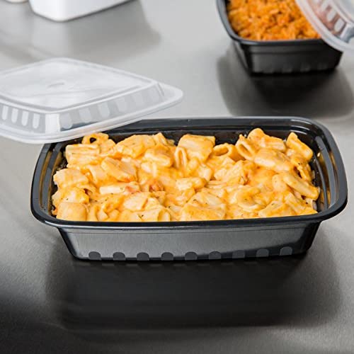 28oz Disposable Black Meal Prep Containers with Clear Dome Lids - 10 Pack Leak Proof Reusable Plastic Bento Boxes for Salad, Fruits, Lunch & Food Storage - Perfect for Meal Prepping, Office Lunch, Picnics & Takeout